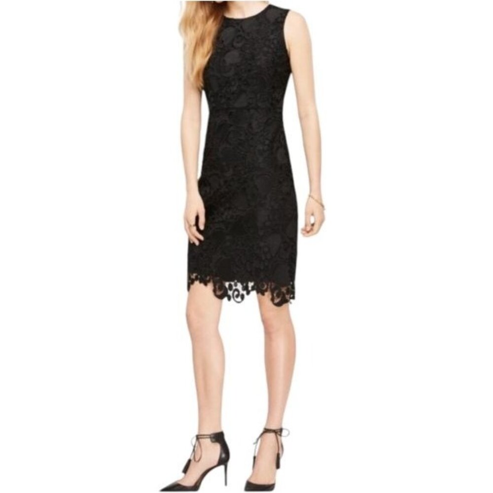 Dress Ann Taylor Eyelet Black Sleeveless Women's Woman's Size Petite